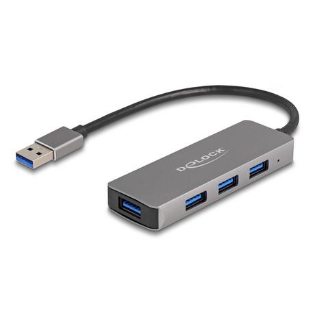 DeLock  4 Port USB 5 Gbps Hub mit USB Typ-A Anschluss – USB Typ-A Buchsen seitlich 