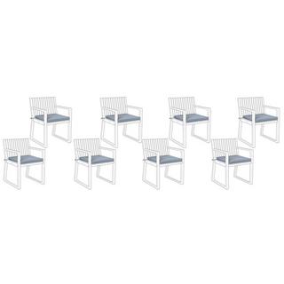 Beliani Lot de 8 coussins pour chaises de jardin en Polyester Traditionnel SASSARI  