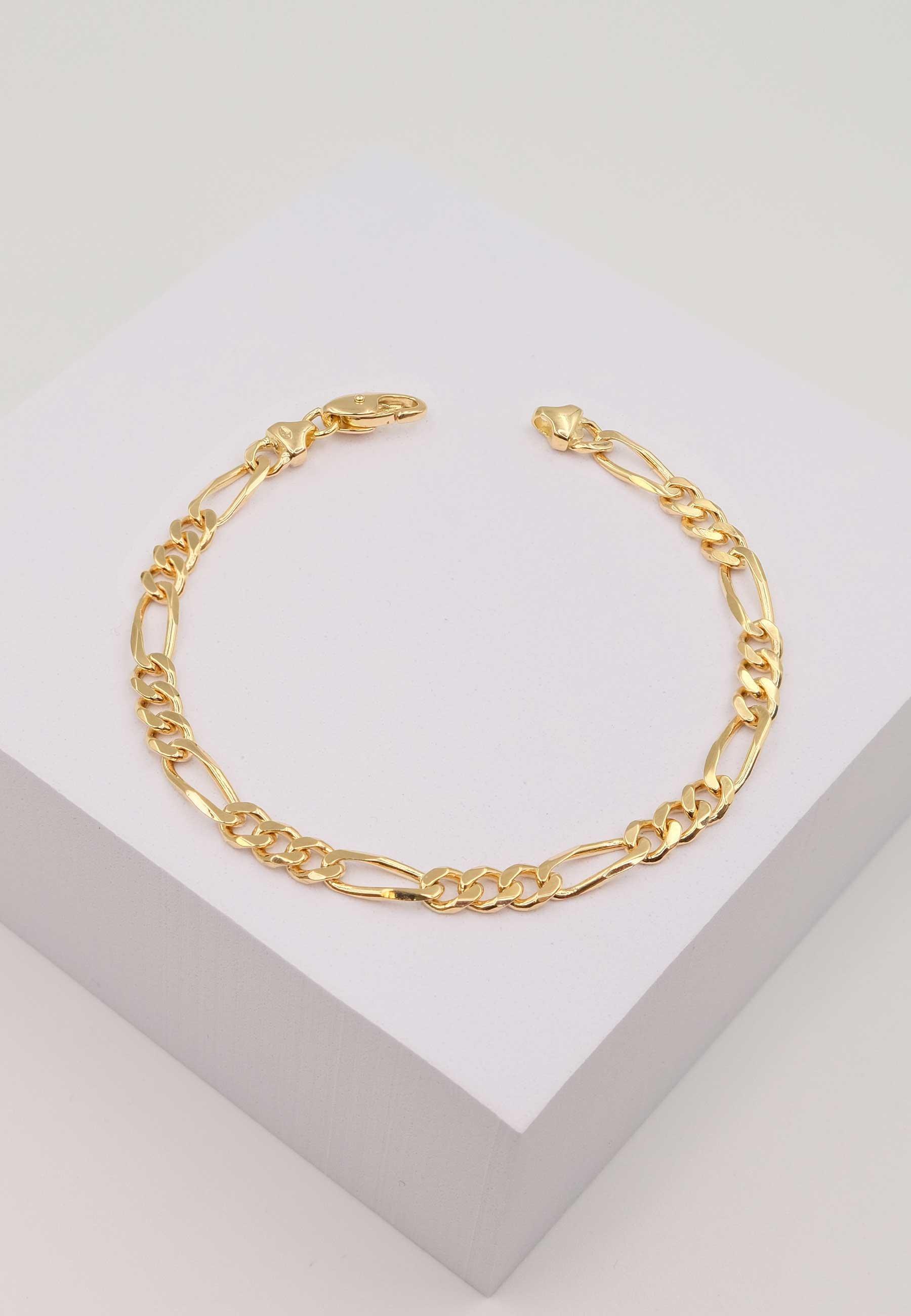 MUAU Schmuck  Bracelet Figaro Gelbgold 750, 19cm, 4.5mm 