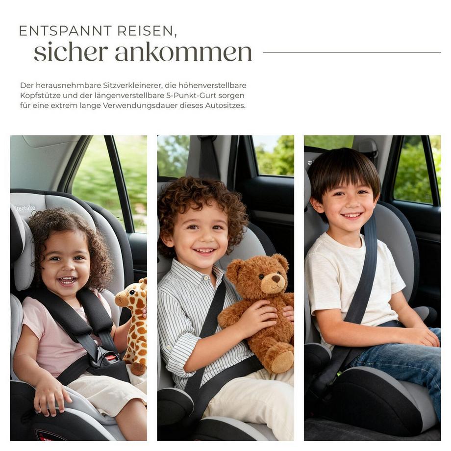 Tectake  Seggiolino auto Sophie con cintura a 5 punti e omologazione i-Size 