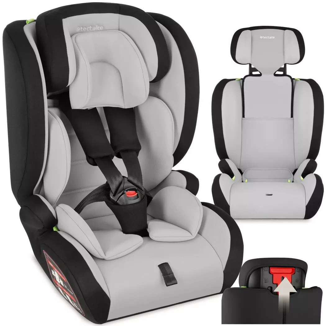Tectake - Autositz Sophie i-Size Zulassung, mit Seitenaufprallschutz mit herausnehmbarem Sitzverkleinerer, Grau