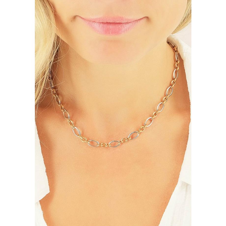 MUAU Schmuck  Collier Fantasie Bicolor Weiss-/Rotgold 750, 6.5mm, 45cm 