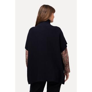 Ulla Popken  Poncho oversize à col camionneur et manches courtes, fermeture éclair 