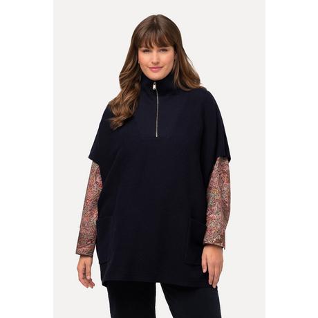 Ulla Popken  Poncho, Troyerkragen, Zipper, Oversized, Halbarm 