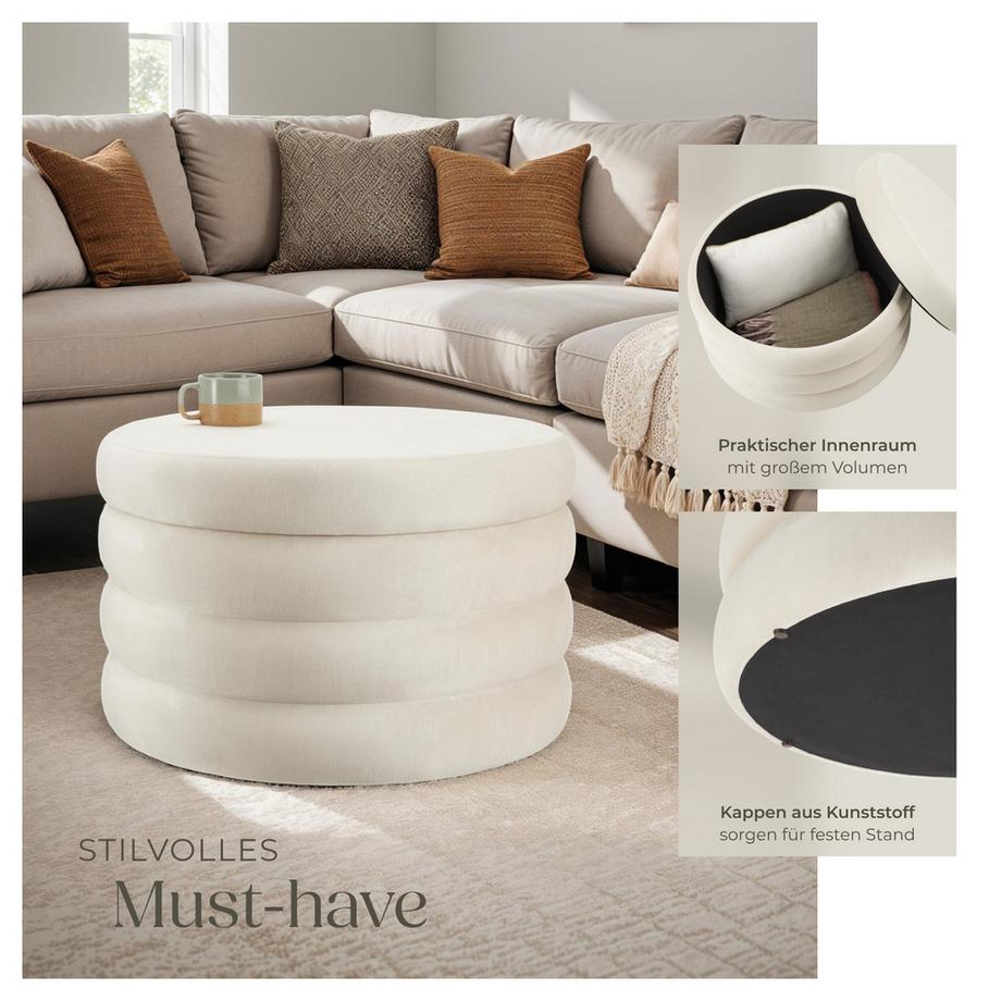 Tectake Tabouret avec espace de rangement ALTU XL rond  