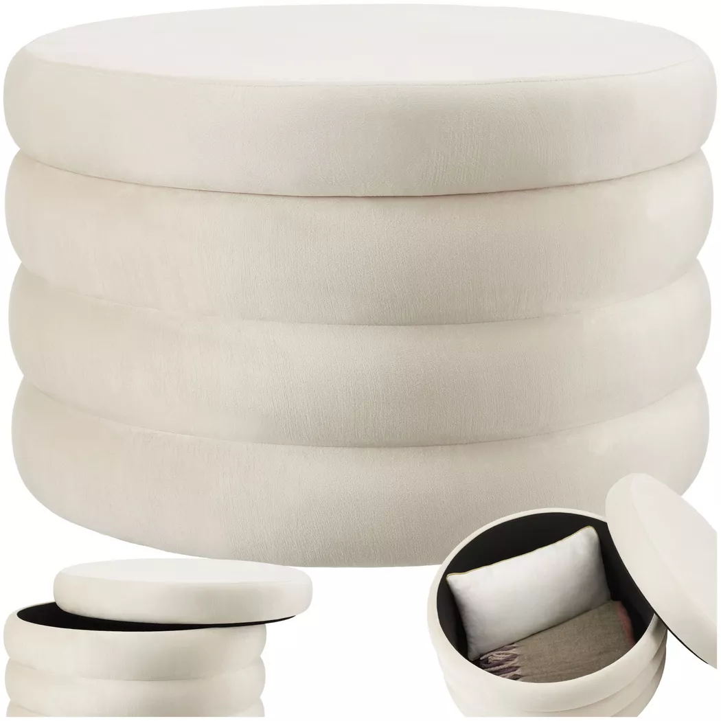 Tectake - Sgabello contenitore Altu XL Rotondo, 67X67CM, Beige