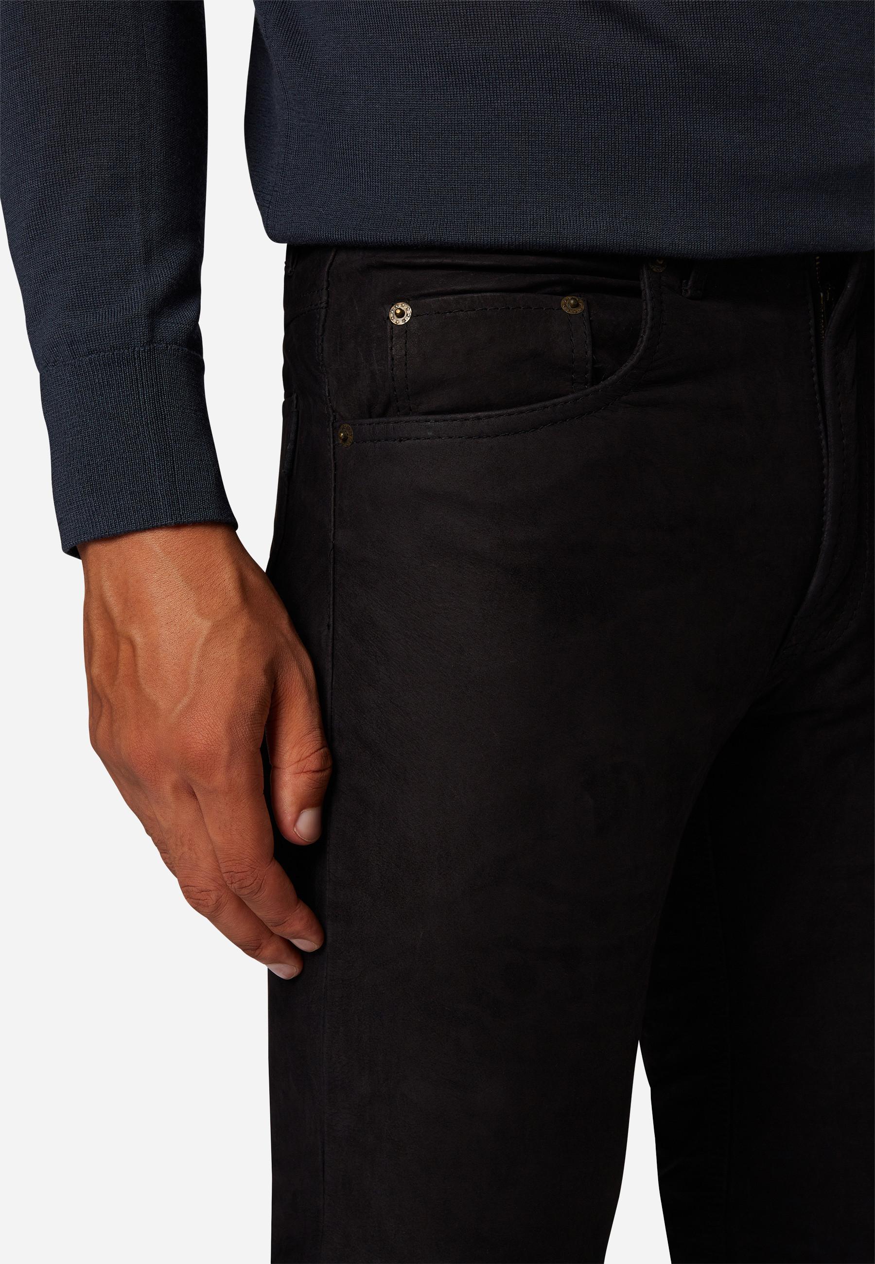 RICANO  Pantalon en cuir pour hommes RT-101 en style 5 poches et en cuir nubuck de buffle robuste - Coupe droite 