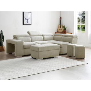 Vente-unique Divano letto in Tessuto Beige - Angolo a destra - MELICENA  