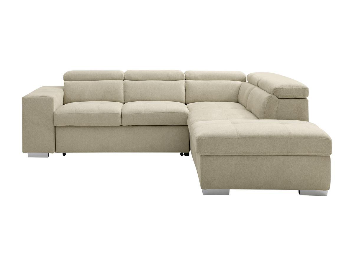 Vente-unique Divano letto in Tessuto Beige - Angolo a destra - MELICENA  