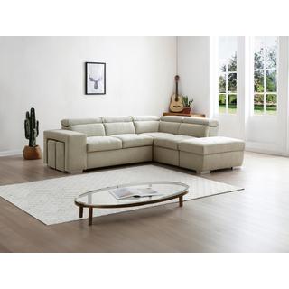 Vente-unique Divano letto in Tessuto Beige - Angolo a destra - MELICENA  