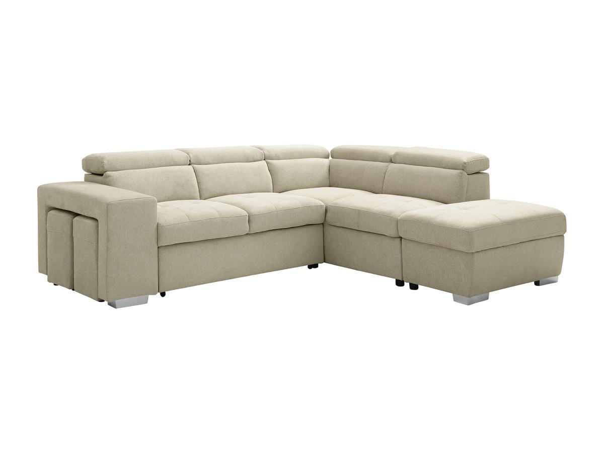 Vente-unique Divano letto in Tessuto Beige - Angolo a destra - MELICENA  