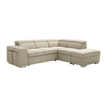 Ecksofa mit Schlaffunktion - Ecke rechts - Stoff - Beige - MELICENA