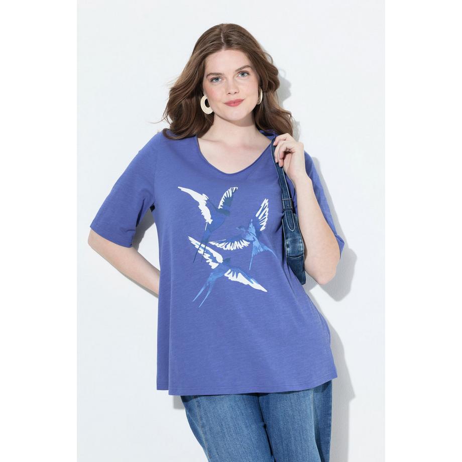 Ulla Popken T-shirt Classic con rondini scollo a V mezze maniche  