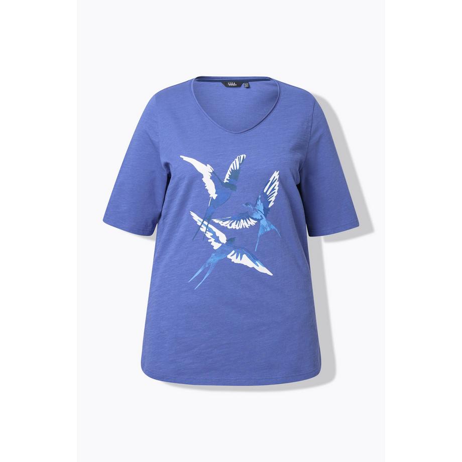 Ulla Popken T-shirt Classic con rondini scollo a V mezze maniche  