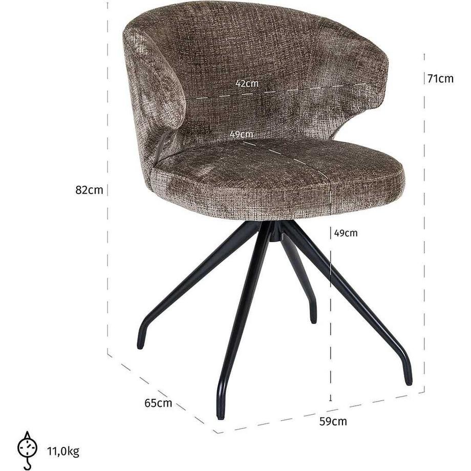 mutoni Drehstuhl Milly stone chenille  