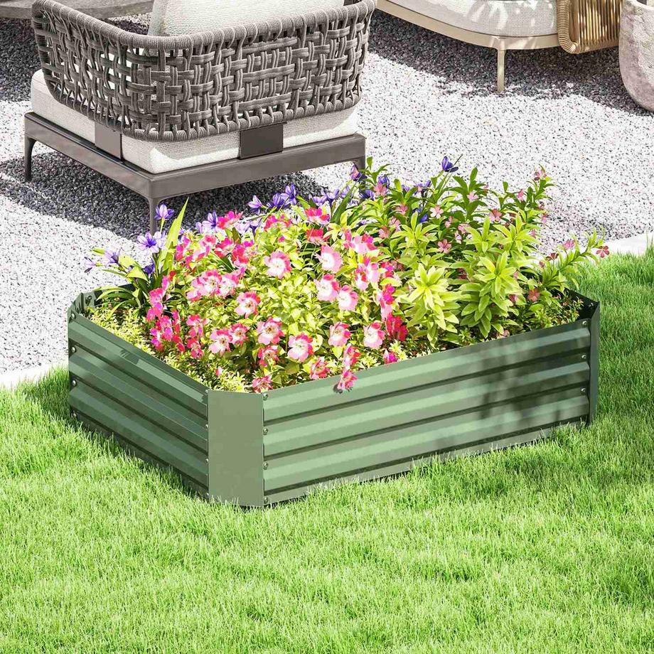 Northio Aiuola rialzata in acciaio, aiuola per piante, struttura fredda, aiuola da giardino, fioriera, impilabile, fioriera, aiuola per verdure, 120 x 90 x 30 cm per giardino, balcone, vaso per fiori, piante, verdure Aosom  