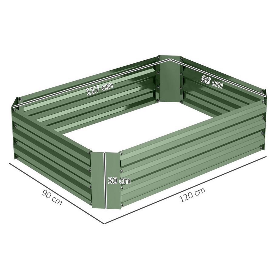 Northio Aiuola rialzata in acciaio, aiuola per piante, struttura fredda, aiuola da giardino, fioriera, impilabile, fioriera, aiuola per verdure, 120 x 90 x 30 cm per giardino, balcone, vaso per fiori, piante, verdure Aosom  