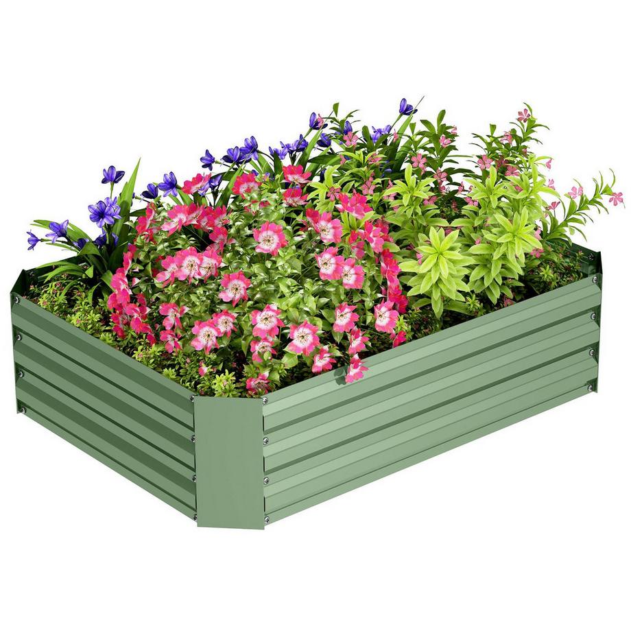 Aiuola rialzata in acciaio, aiuola per piante, struttura fredda, aiuola da giardino, fioriera, impilabile, fioriera, aiuola per verdure, 120 x 90 x 30 cm per giardino, balcone, vaso per fiori, piante, verdure Aosom