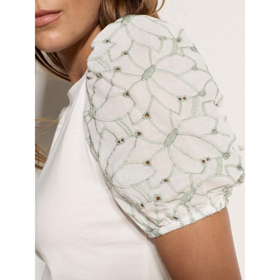 APRICOT Jersey T-Shirt mit Blumenstickerei  
