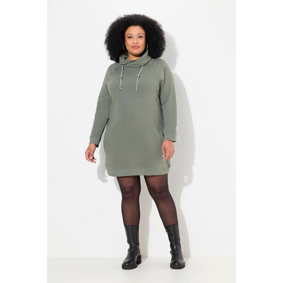 Ulla Popken Robe en Molleton Col Montant Manches Longues avec Poches  