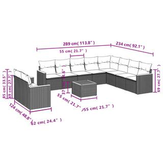 VidaXL Ensemble de canapés de jardin rotin synthétique  