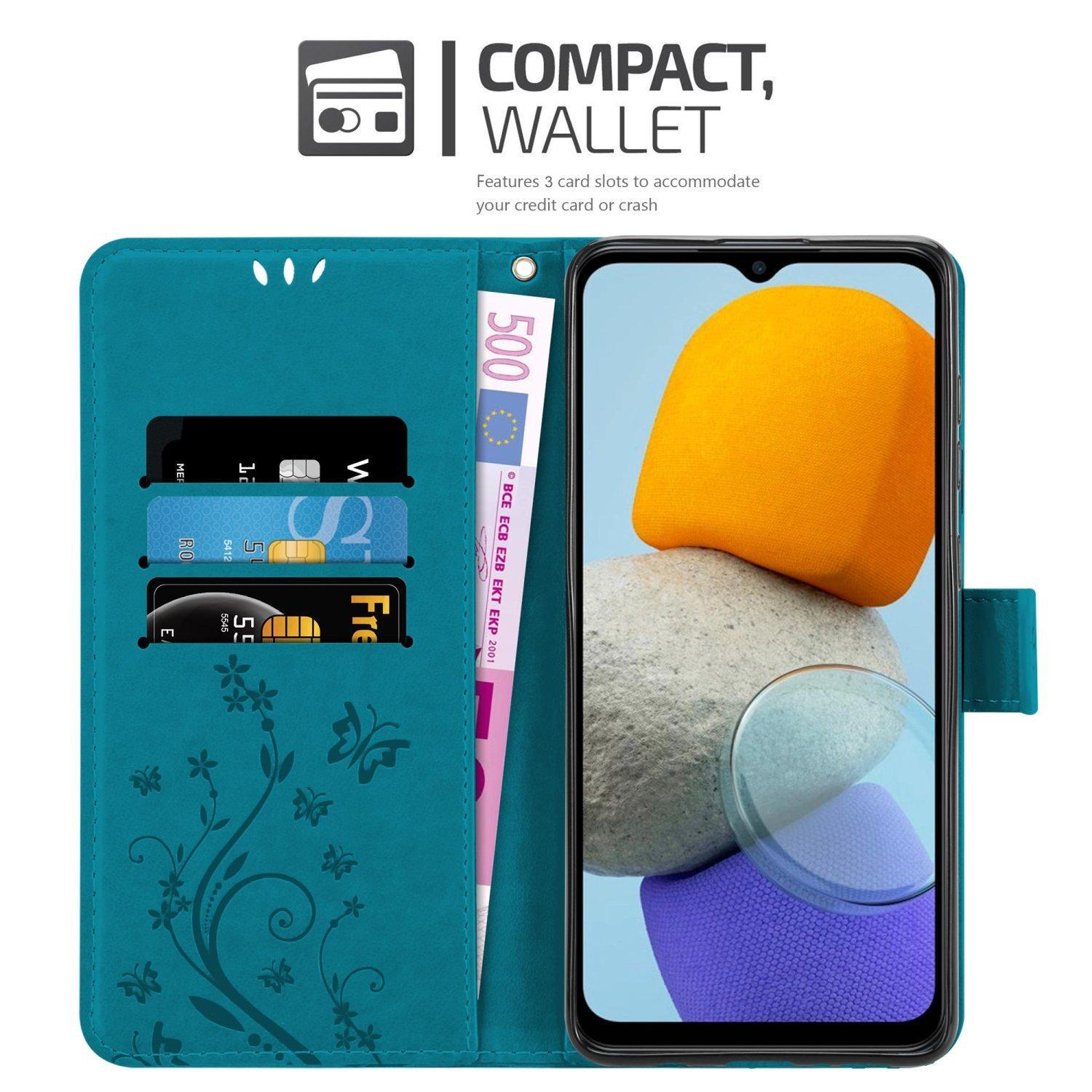 Cadorabo  Housse compatible avec Samsung Galaxy M23 5G - Coque de protection au design floral avec fermeture magnétique, fonction de support et emplacements pour cartes 