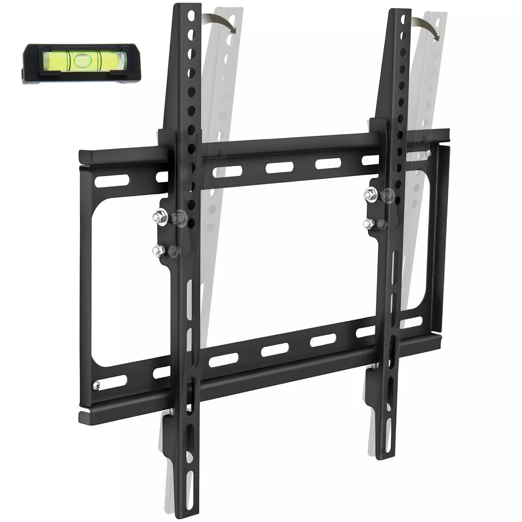 Tectake - Soporte de pared para monitores planos de 26-75“ (66-191 cm)  Orientable e inclinable  Con nivel de aire  Peso compatible VESA  Sólo 2,7 cm de distancia a la pared  Ancho ajustable  Vesa: 50
