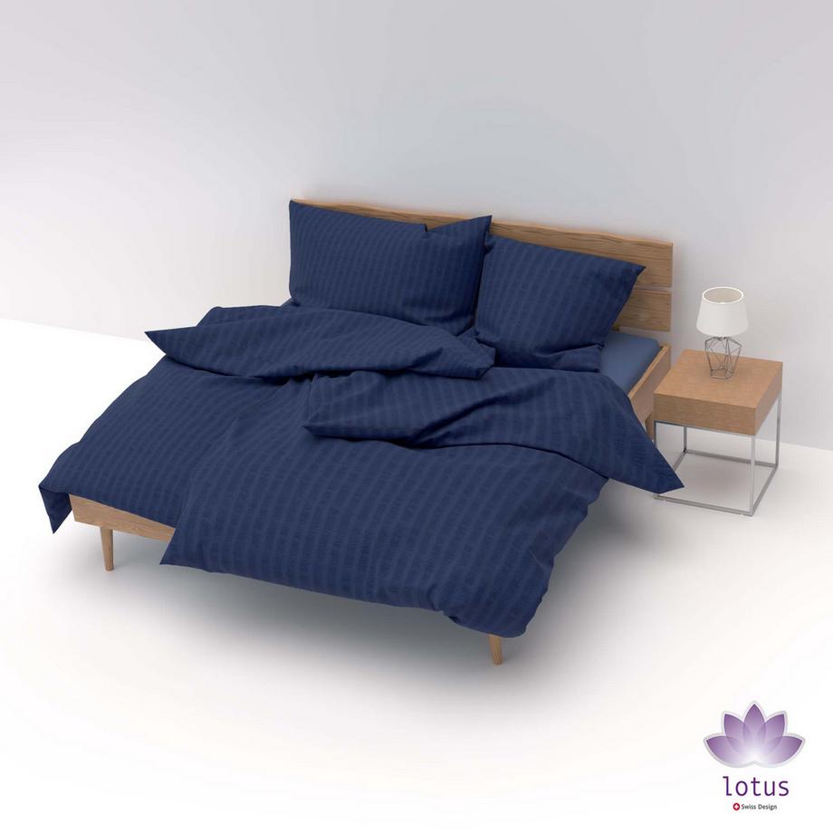Lotus Bettwaren Lotus Biancheria da Letto Raso Seersucker Tinta Unita  