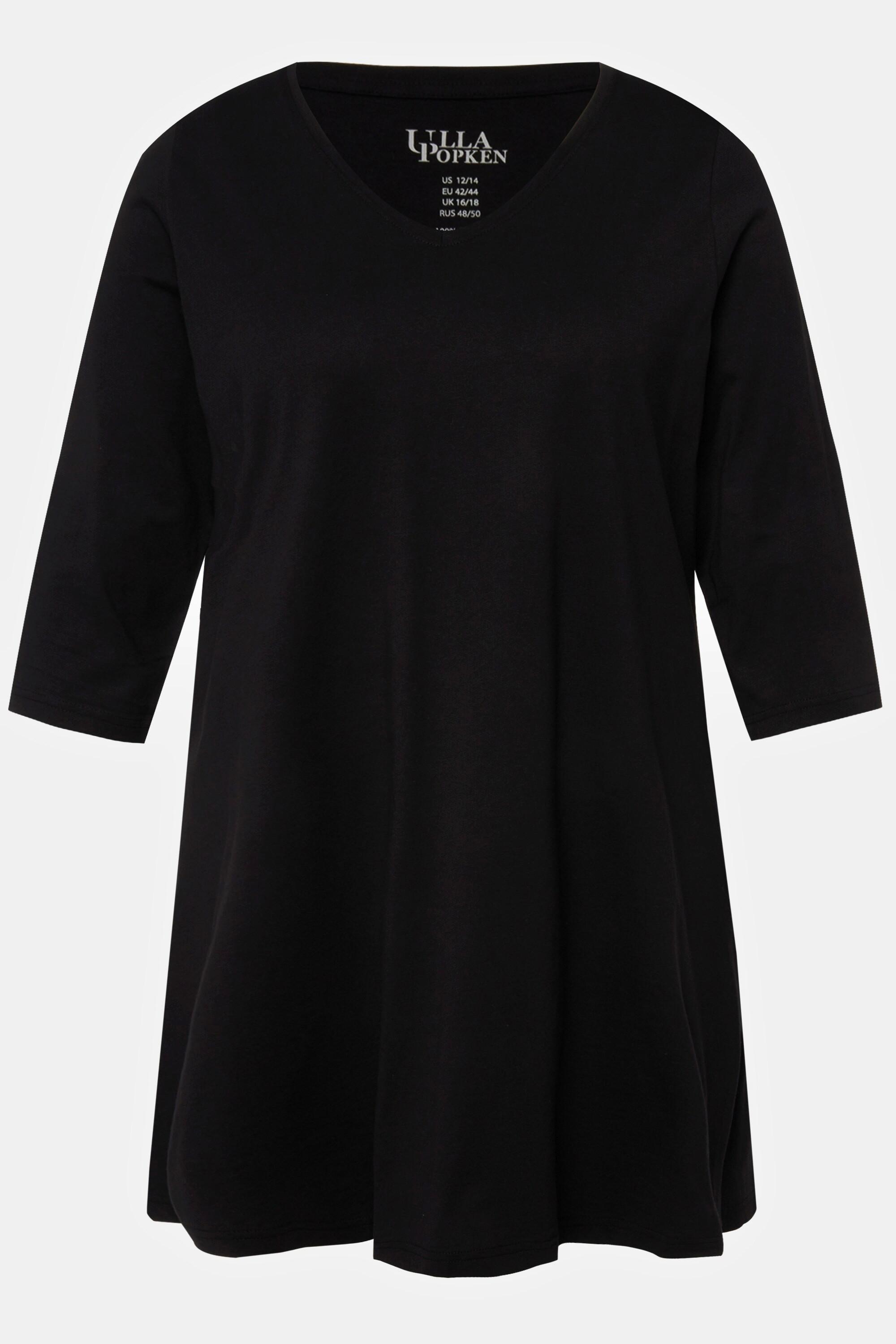 Ulla Popken  Longshirt, A-Linie, V-Ausschnitt, 3/4-Arm 