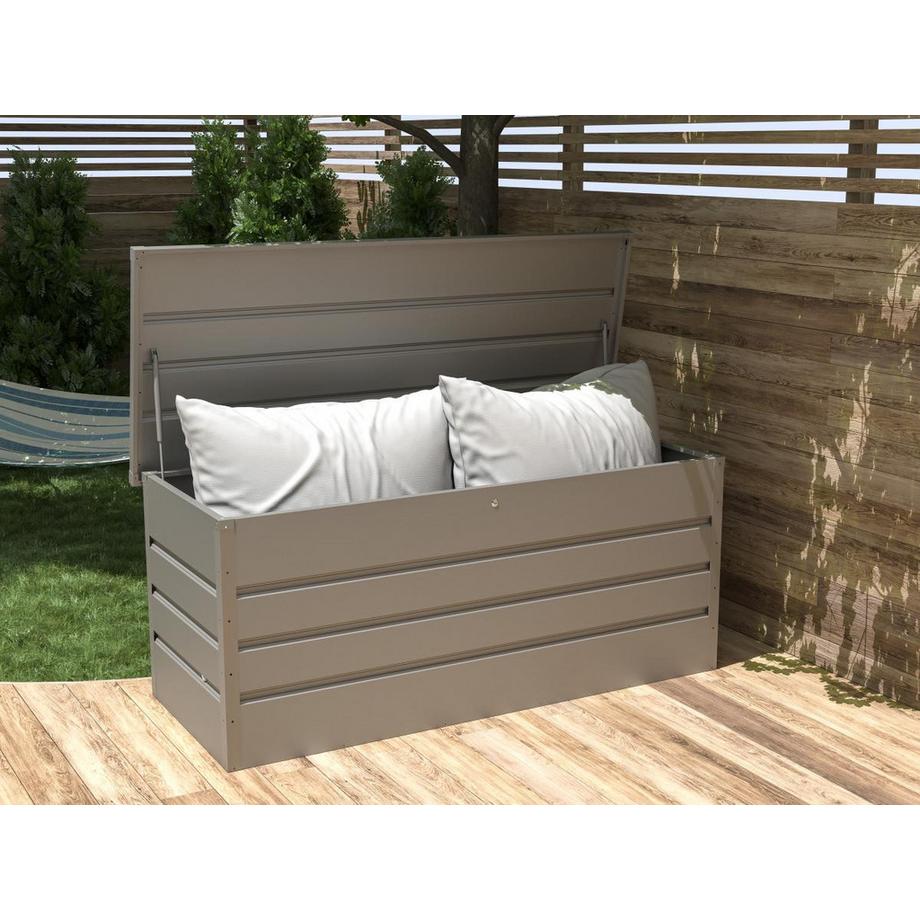 Vente-unique Coffre de rangement de jardin en acier galvanisé gris - 750L - TOMASO  