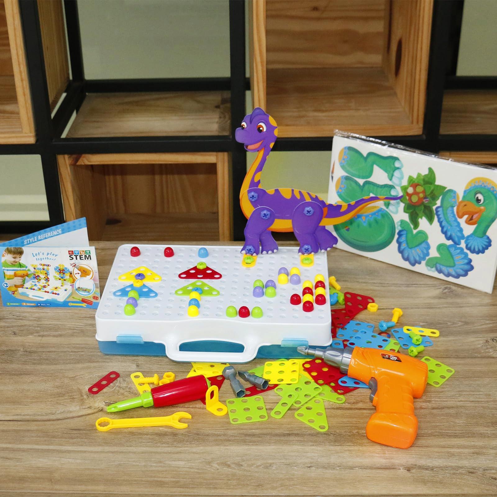 Activity-board  Jouet pour enfants avec perceuse Dinosaure 3D puzzle mosaïque 