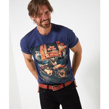 Kurzärmeliges Biker-T-Shirt mit Rundhalsausschnitt