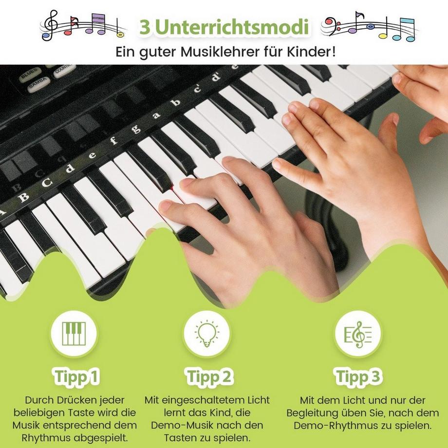 Northio  Pianoforte per bambini con 37 tasti e sgabello Pianoforte giocattolo portatile 