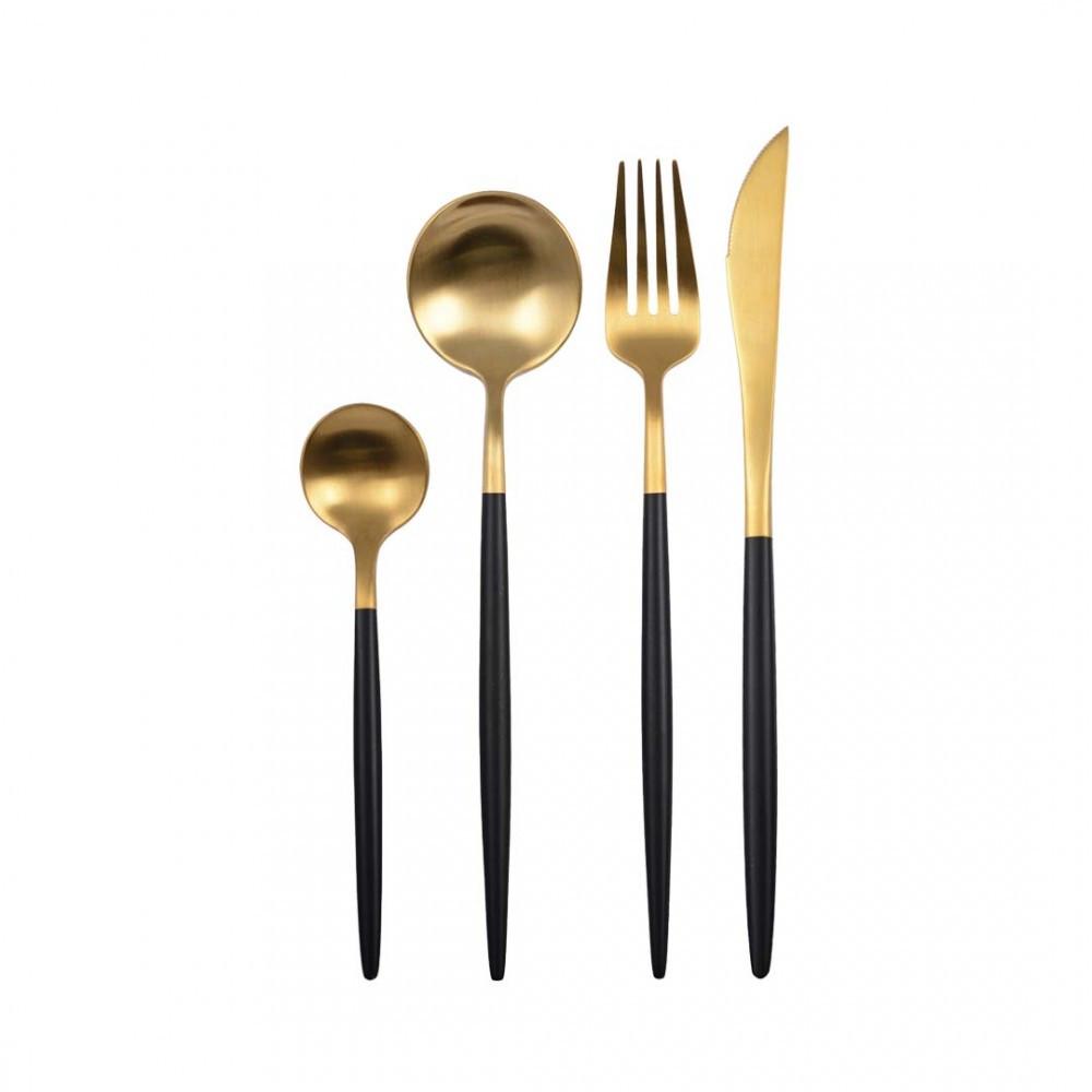 Aulica Besteckset 24-teilig Gold und Schwarz  