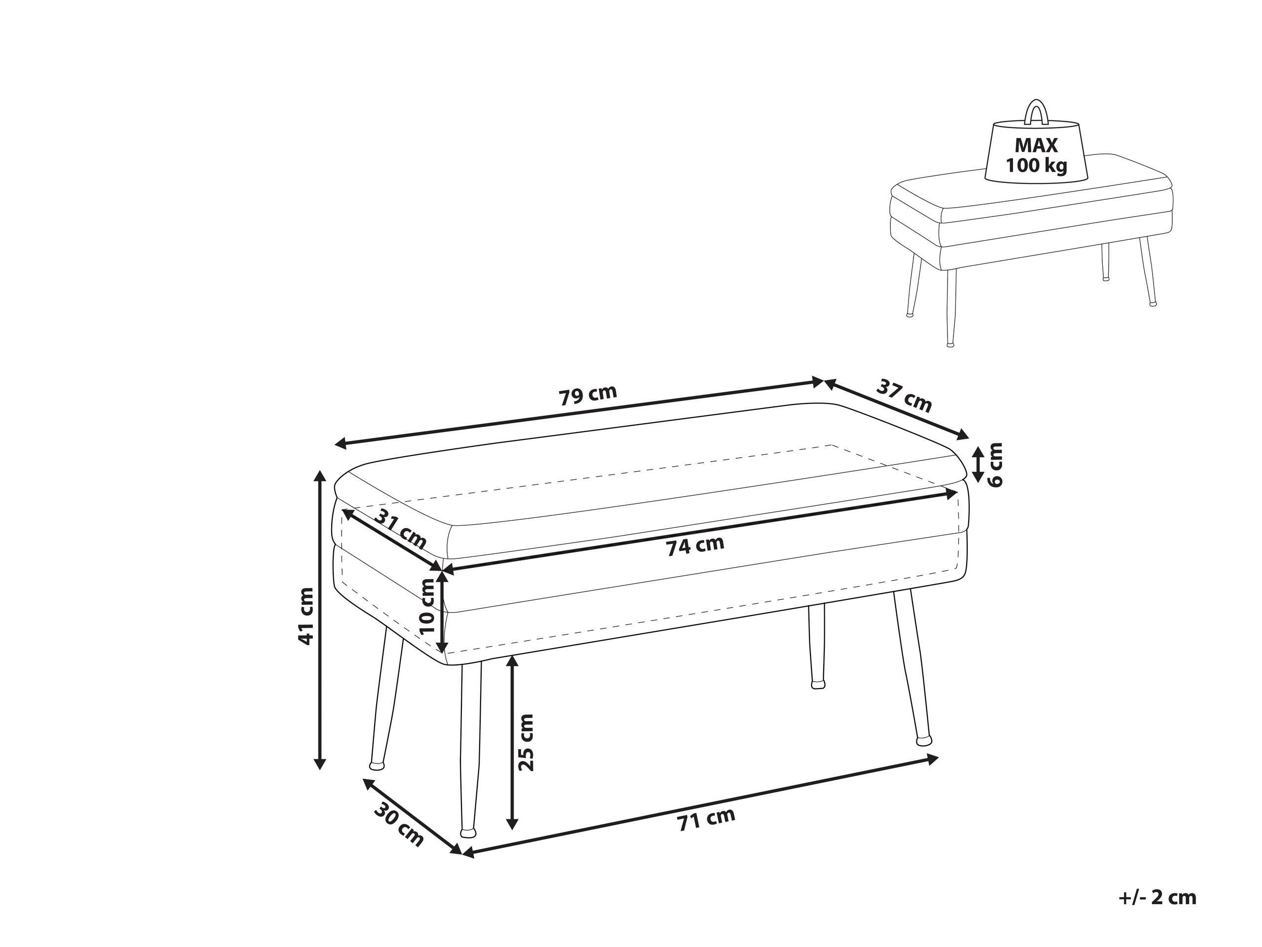 Beliani Banc de rangement en Velours Moderne DURHAM  