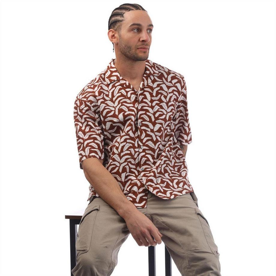 BOSS  Chemise Manches Courtes Motiftyle Imprimé Feuille 