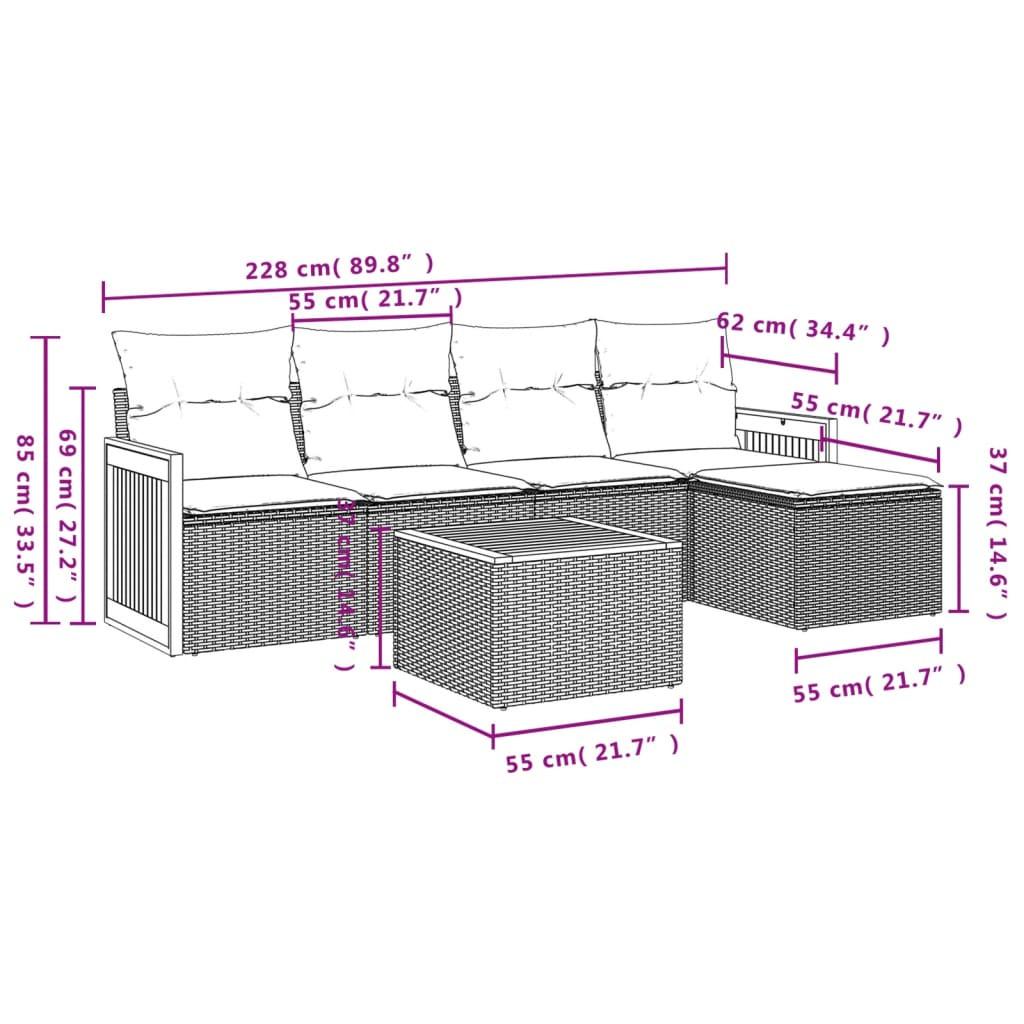 VidaXL set divano da giardino Polirattan  