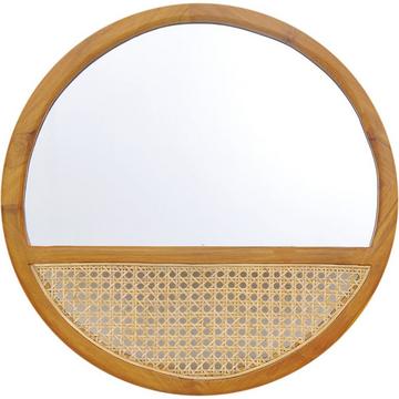 Miroir Paco rotin teck naturel années 60