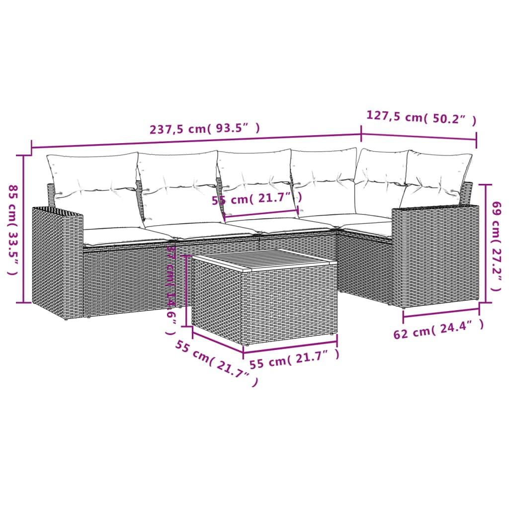 VidaXL set divano da giardino Polirattan  