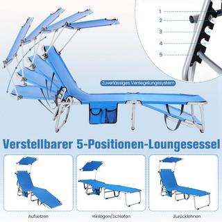 Northix Chaise longue de plage pliante pour extérieur bleu  