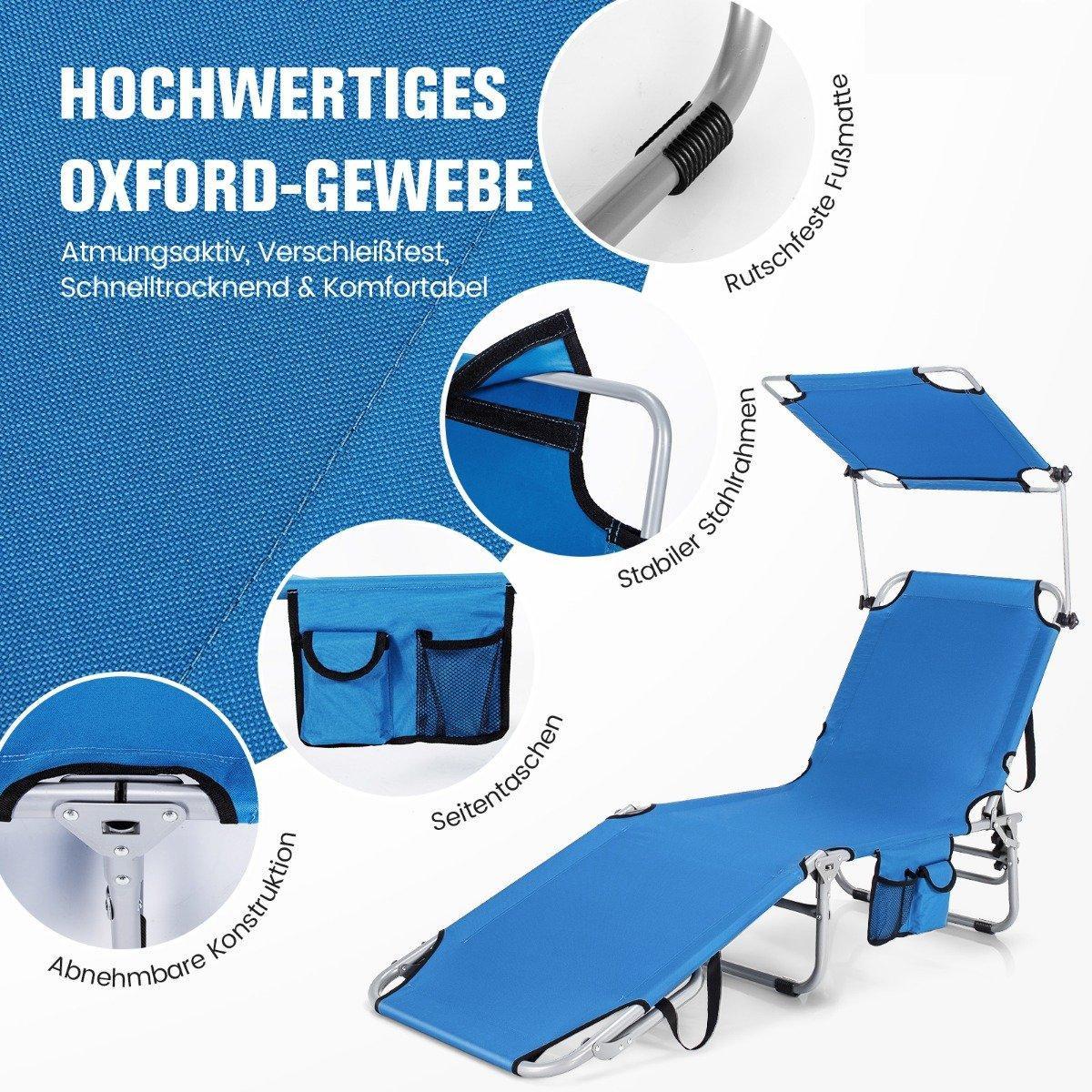 Northix Chaise longue de plage pliante pour extérieur bleu  