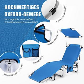 Northix Chaise longue de plage pliante pour extérieur bleu  