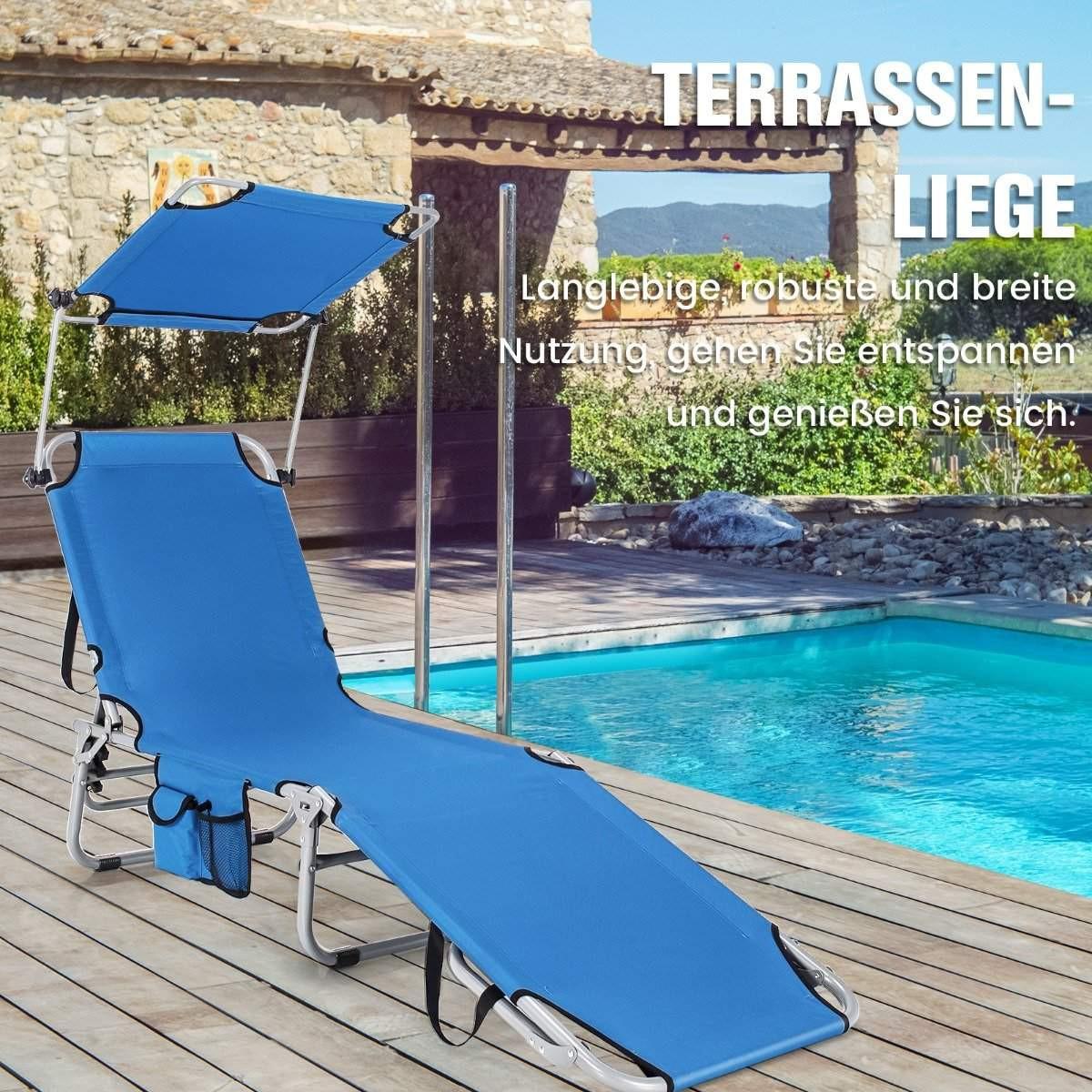 Northix Chaise longue de plage pliante pour extérieur bleu  