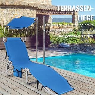Northix Chaise longue de plage pliante pour extérieur bleu  