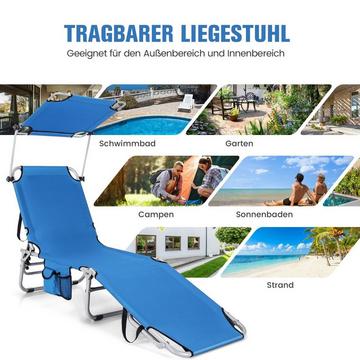 Chaise longue de plage pliante pour extérieur bleu
