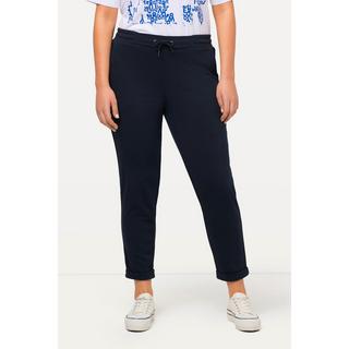 Ulla Popken  Pantalon de jogging en molleton, ceinture élastique et ruban pailleté 