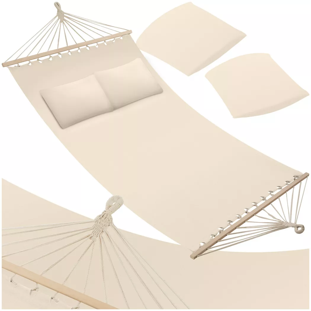 tectake® Hängematte, mit Spreitzstäben, für 2 Personen, Belastbarkeit 240 kg, 230 x 145 cm