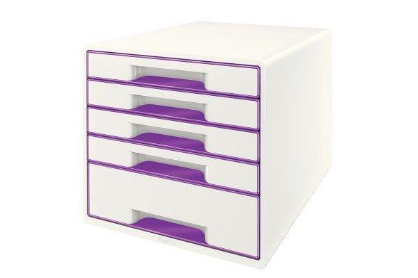 Leitz LEITZ Schubladenbox WOW Cube A4 52142062 weiss/violett, 5 Schubladen  