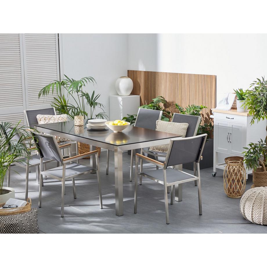 Beliani Gartentisch aus Sicherheitsglas  GROSSETO  