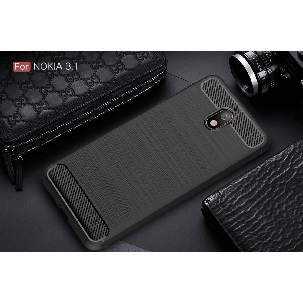 Cover-Discount  Nokia 3.1 2018 - Etui En Caoutchouc Silicone Mã©Tal Look Carbone 